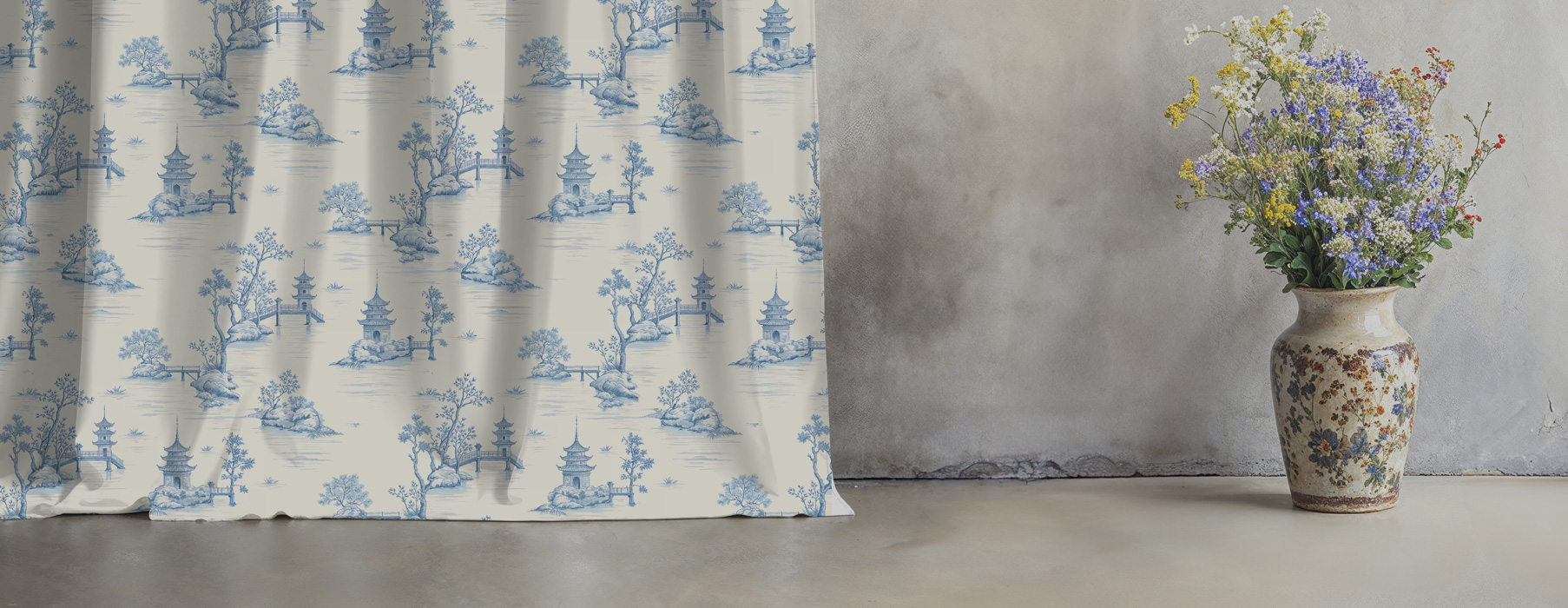 chinoiserie curtain fabric